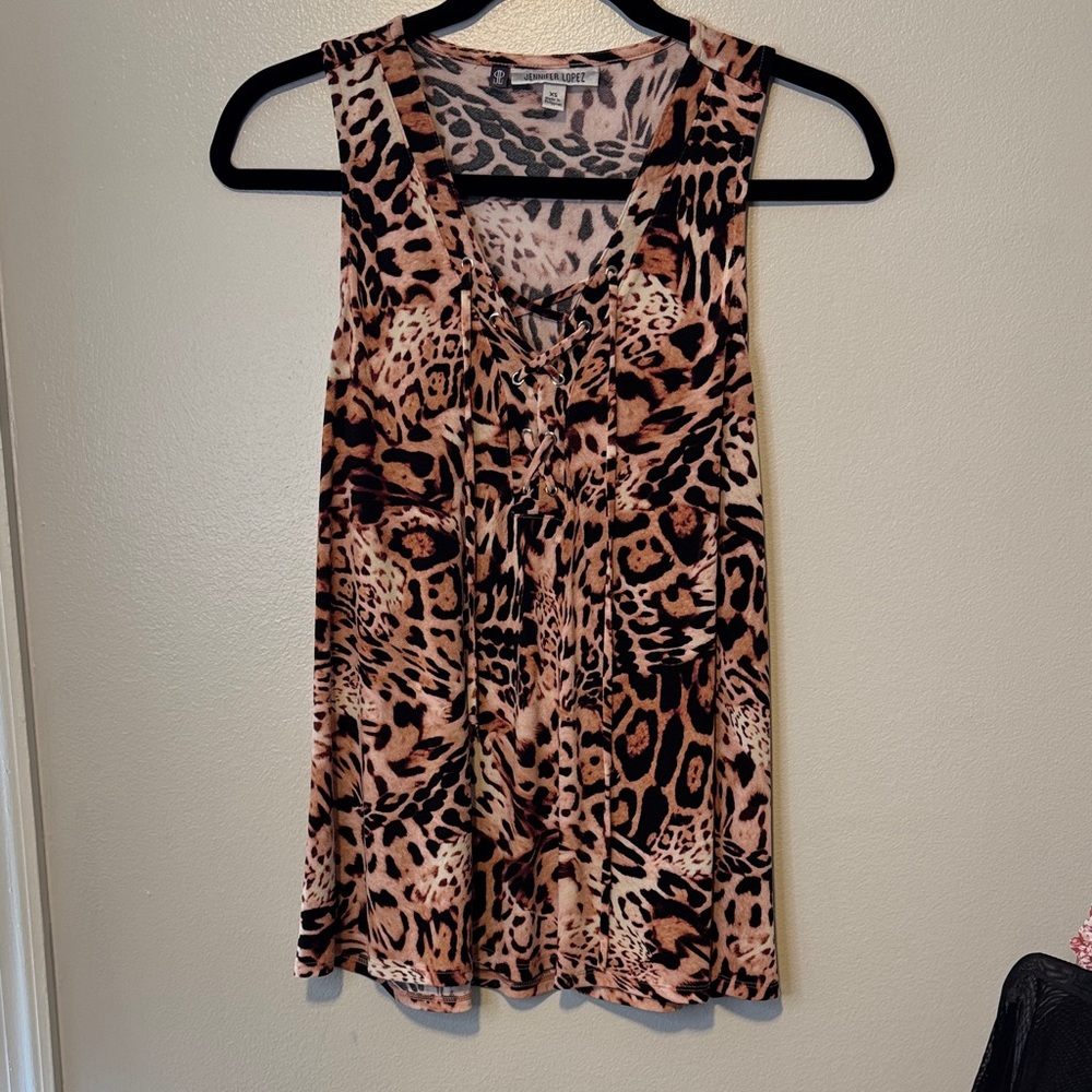 🔴Jennifer Lopez Leopard Print Tank Top - Brown and Black